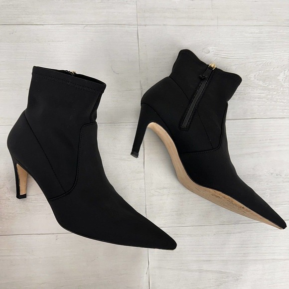 Good American The Icon Ankle Sock Bootie Women 8.5‎ Black Pointed Toe Stiletto - Picture 3 of 14